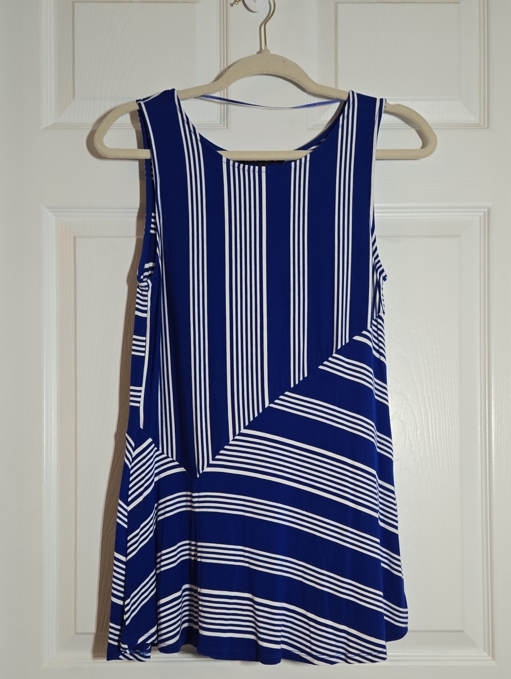 Cable & Gauge Royal Blue and White Striped Sleeveless Tunic Size Small